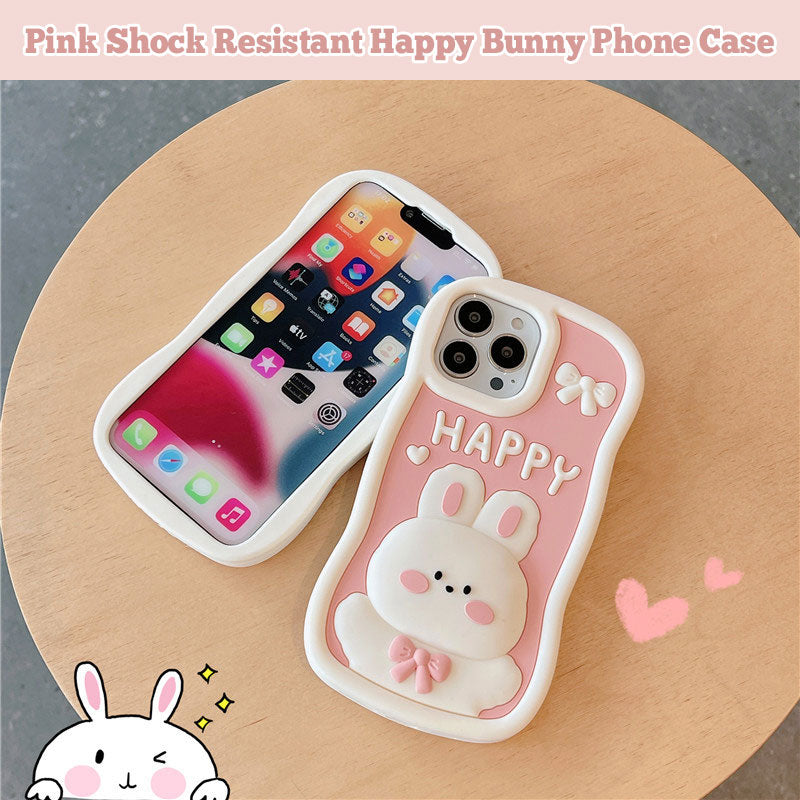 Pink Shock Resistant Happy Bunny Phone Case