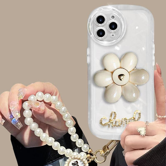 Petal bracket phone case + pearl bracelet