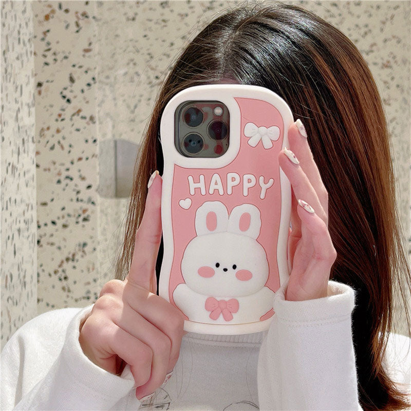 Pink Shock Resistant Happy Bunny Phone Case