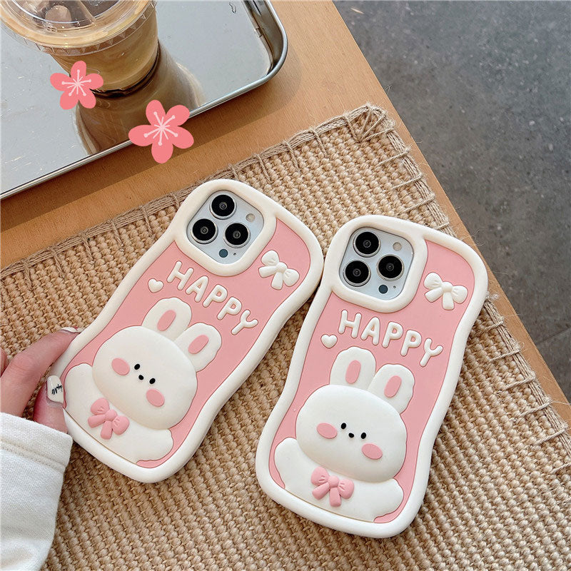 Pink Shock Resistant Happy Bunny Phone Case