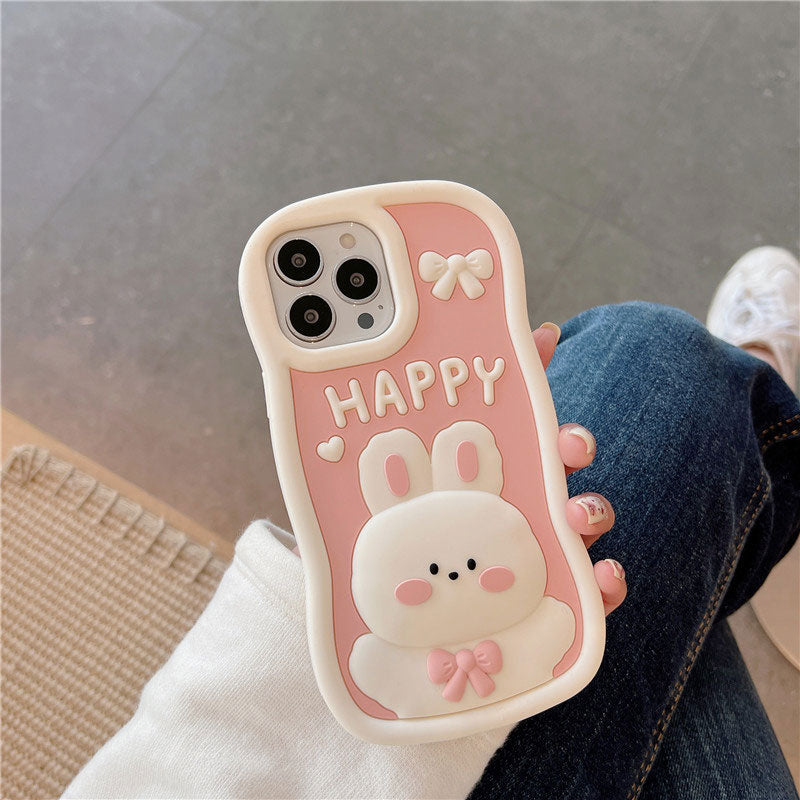 Pink Shock Resistant Happy Bunny Phone Case