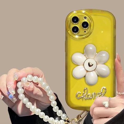 Petal bracket phone case + pearl bracelet