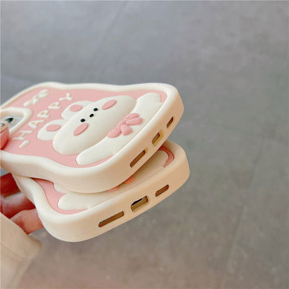 Pink Shock Resistant Happy Bunny Phone Case