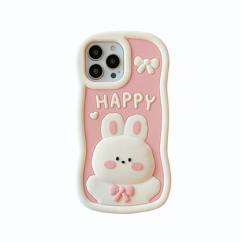 Pink Shock Resistant Happy Bunny Phone Case