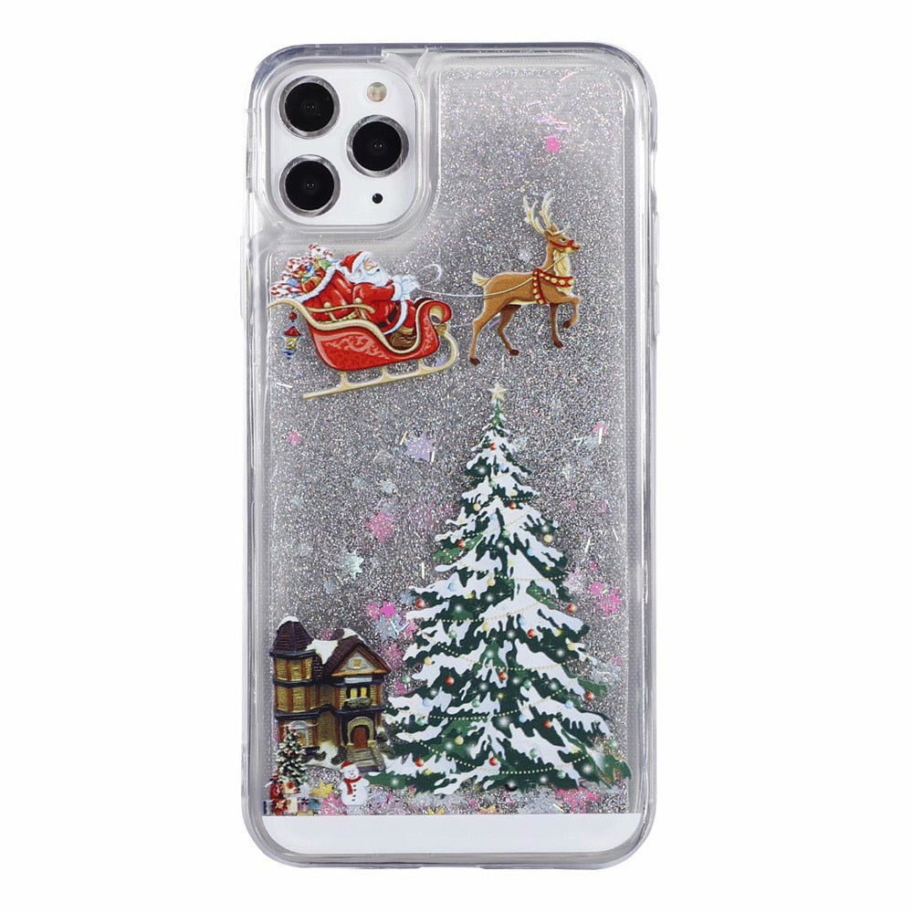 Christmas theme flash powder iPhone mobile phonecase for iPhone