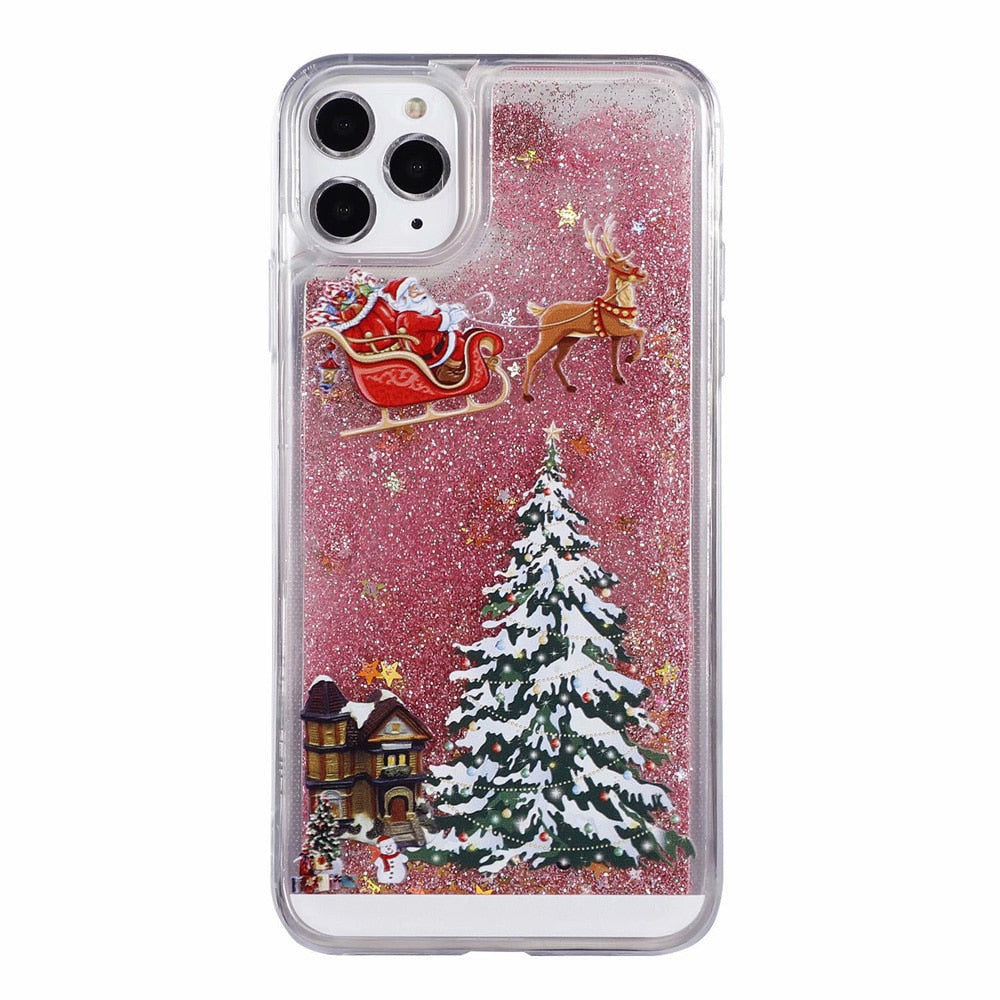 Christmas theme flash powder iPhone mobile phonecase for iPhone