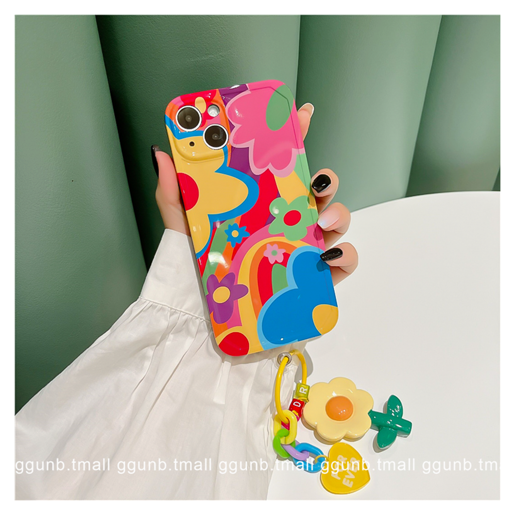 ins New popular summer floral wristband phone case