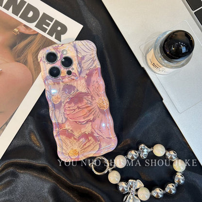 New listing iPhone blue retro oil painting floral phone case