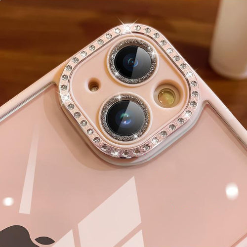 Luxury Clear Case with rhinestone Camera Lens Protector