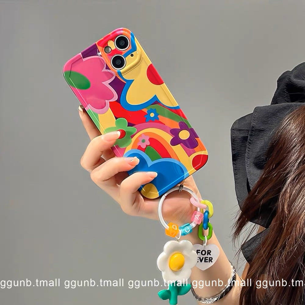 ins New popular summer floral wristband phone case