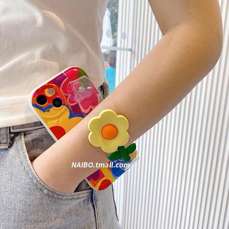 ins New popular summer floral wristband phone case