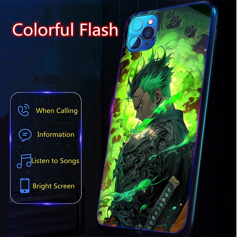 Zoro Green Flames Smart Control LED Music Luminous Phone Case